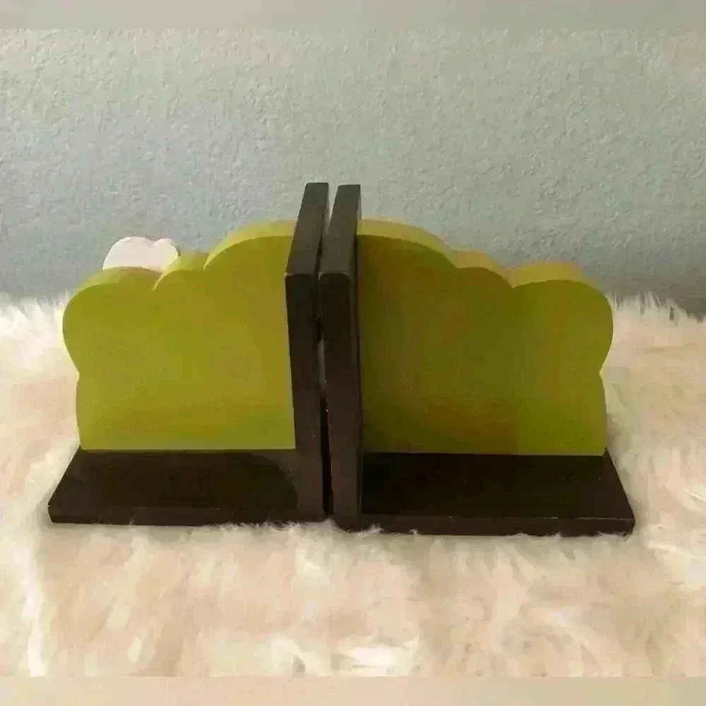 Set of 2 bookends children decor children book ends monkeys green and brown